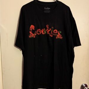 Cookies Floral Logo T-Shirt in Black with Red Design
